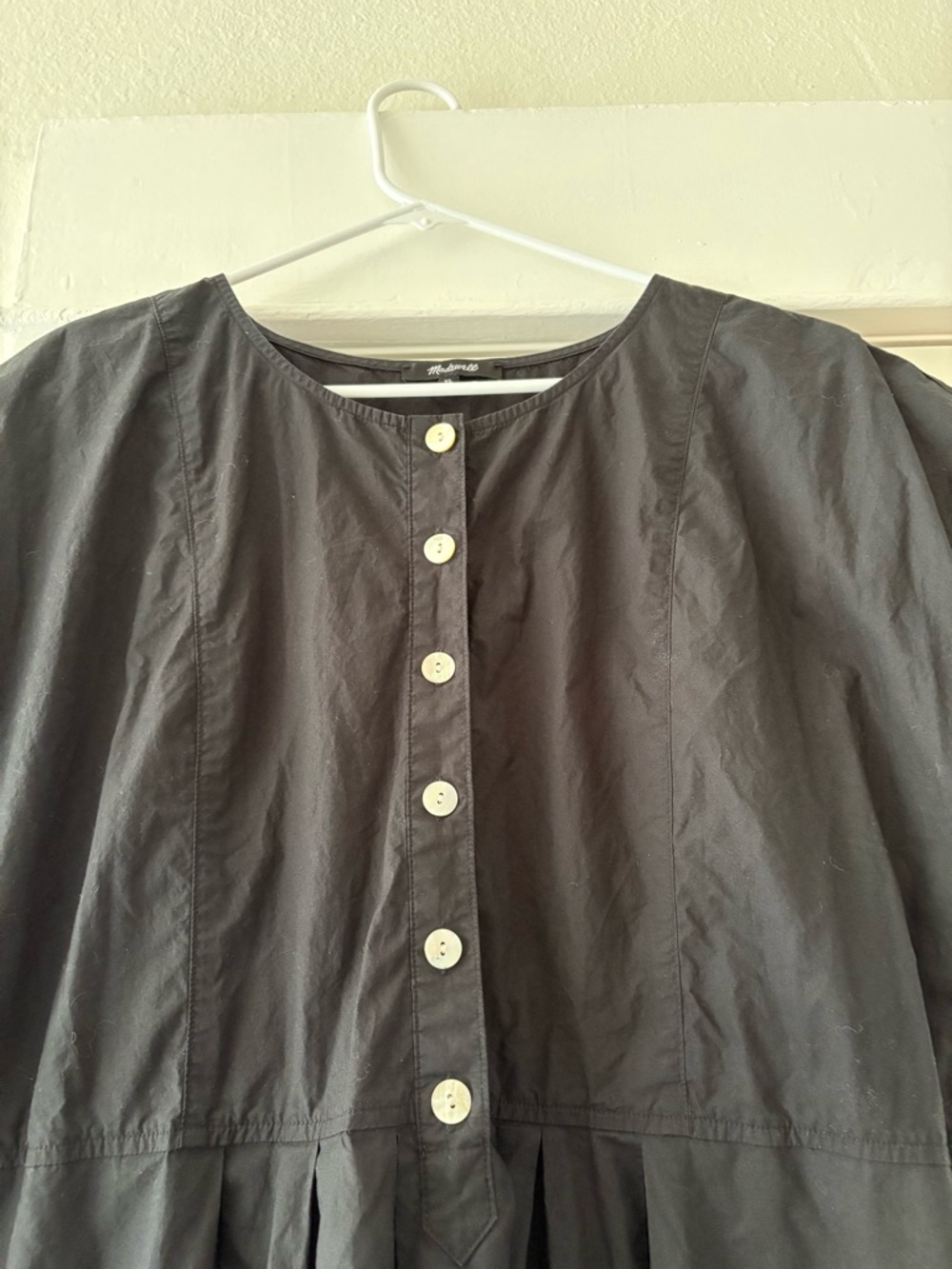 MADEWELL POPLIN BUTTON FRONT MIDI DRESS IN BLACK SZ XL - Picture 5 of 5